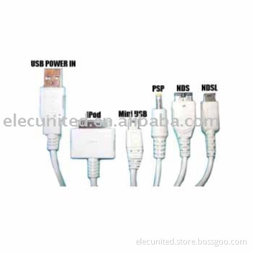 5 in 1 USB Cable for iPod / PSP / NDS / NDSL / Mini USB